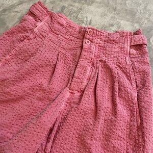 Free People Pink Textured High Waisted Pants